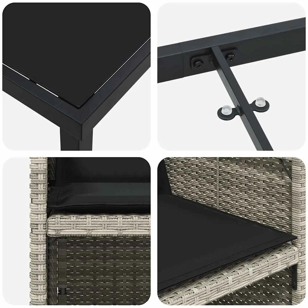 Conjunto de Jantar para Jardim com 5 Peças , Almofadas Cinza Claro, Ra