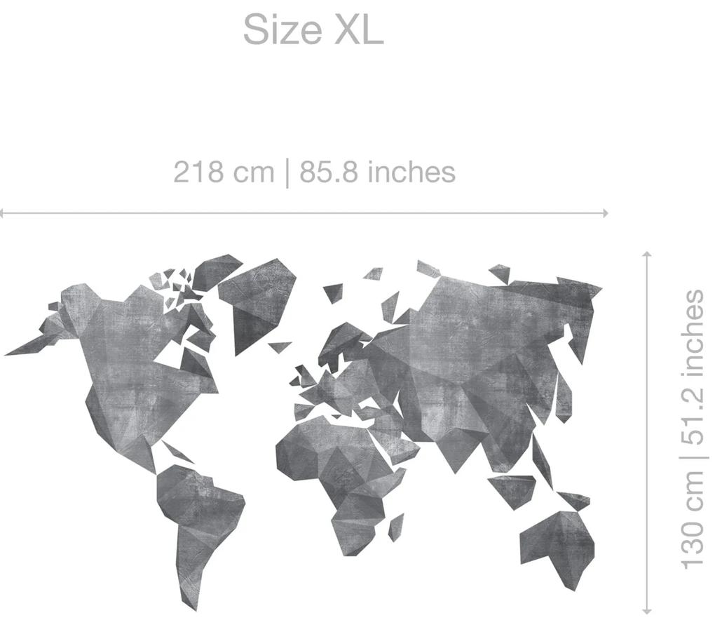 Mapa Mundo Efeito Pedra vinil autocolante (Tamanho: 218 x 130 cm)