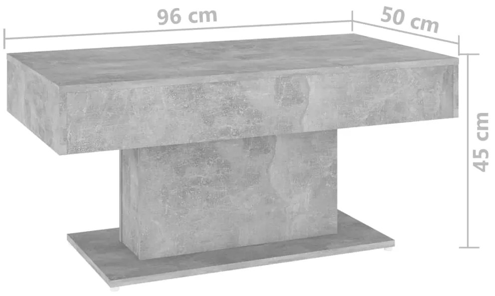 Mesa de centro 96x50x45 cm derivados madeira cinzento cimento