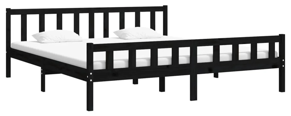Estrutura de cama 160x200 cm madeira maciça preto