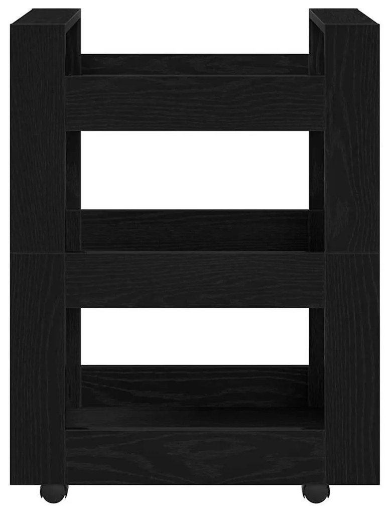 Carrinho de Cozinha Carvalho Preto 60x45x80 cm Madeira Engenharia