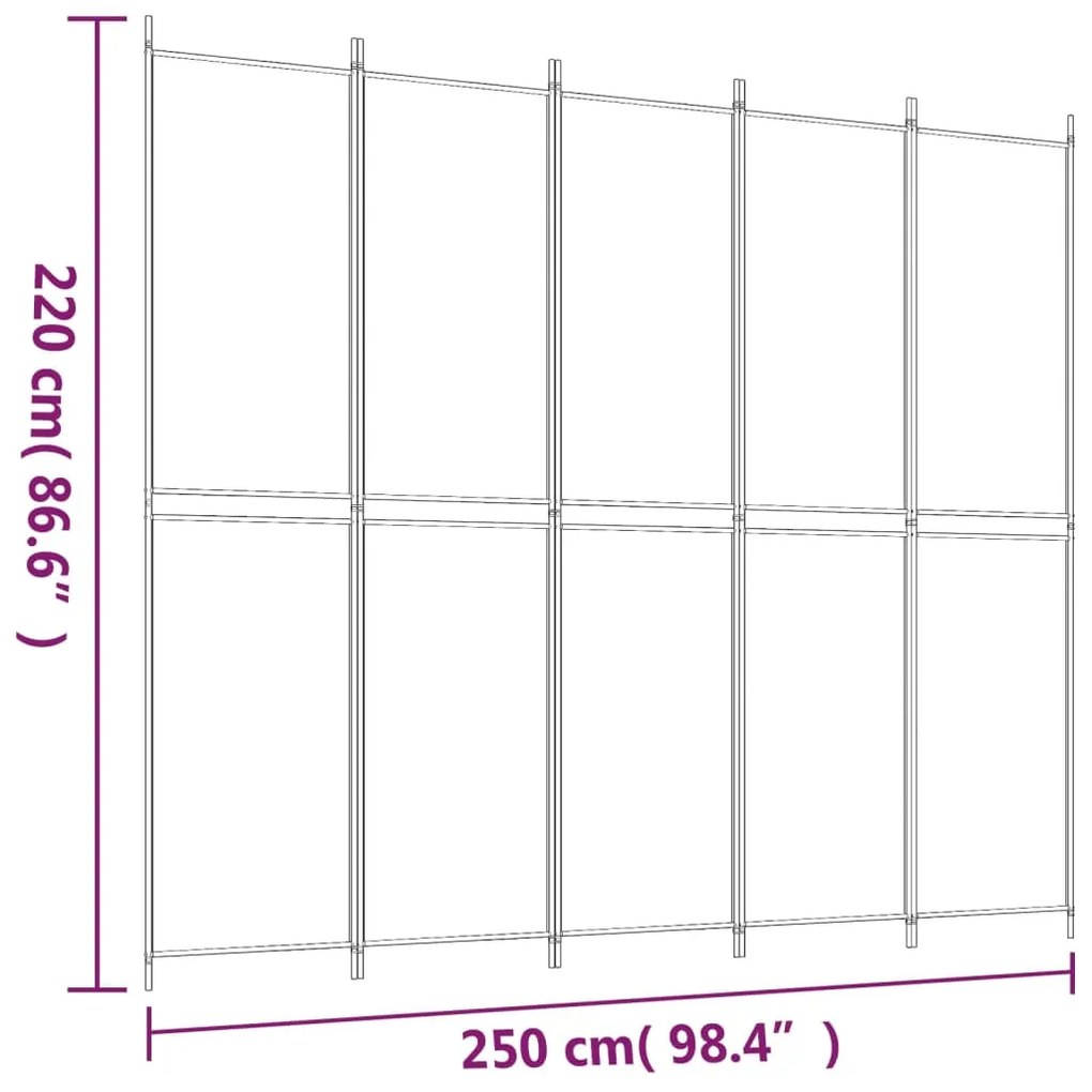 Divisória de quarto com 5 painéis 250x220 cm tecido preto