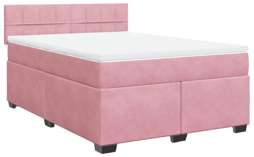 Cama com molas/colchão 140x200 cm veludo rosa