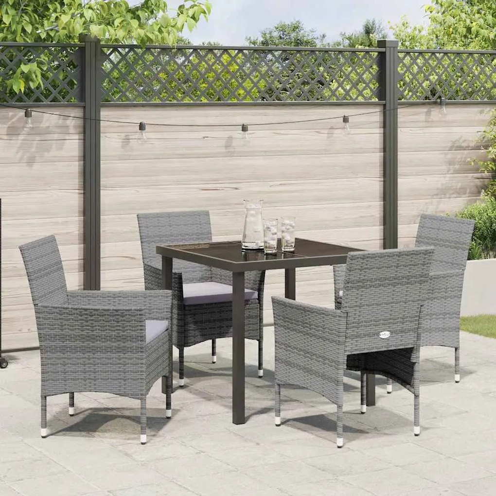 Conjunto de Jantar de Jardim 5 Peças em Rattan Sintético Cinza