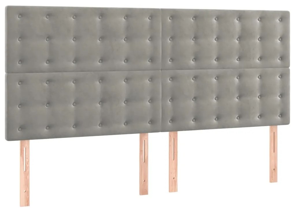 Cama com molas/colchão 180x200 cm veludo cinzento-claro