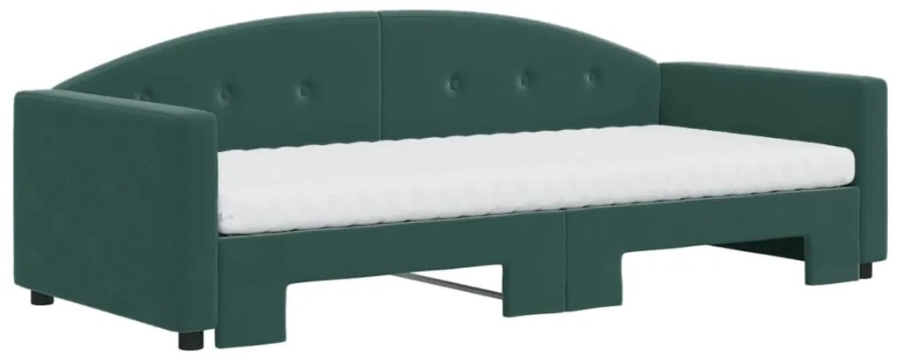Sofá-cama c/ gavetão e colchões 90x200cm veludo verde-escuro