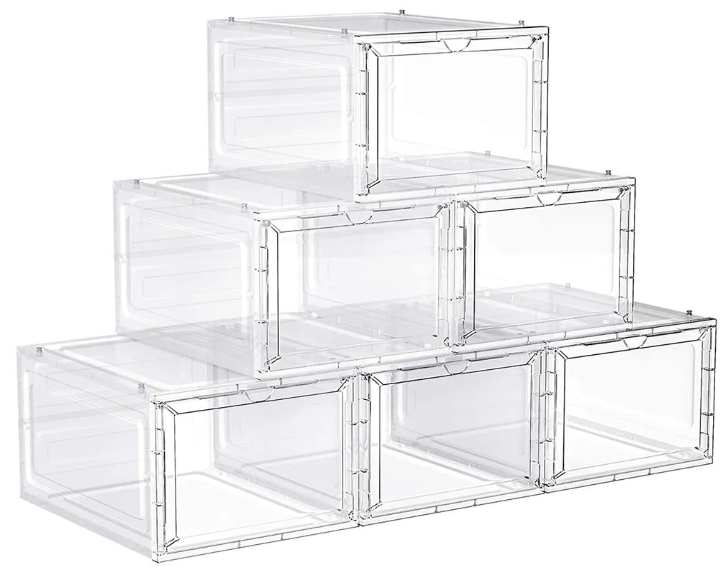 Caixas transparentes para sapatos com portas frontais | SONGMICS | 34,5 x 27 x 19 cm | branco | LSP032W06.
