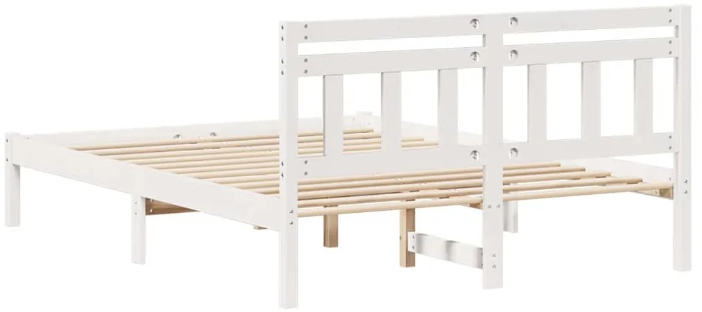 Estrutura da Cama Branco 140 x 190 cm Madeira de Pinheiro