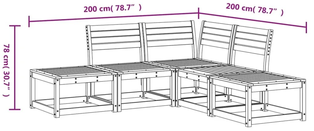 5 pcs conjunto de sofás de jardim madeira pinho maciça branco