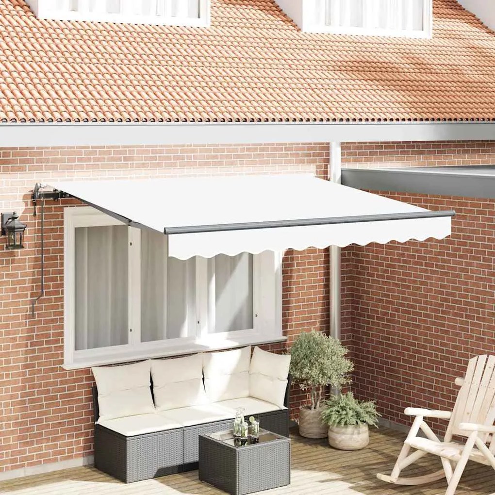 vidaXL Toldo Retrátil Branco 350 x 200 cm tecido