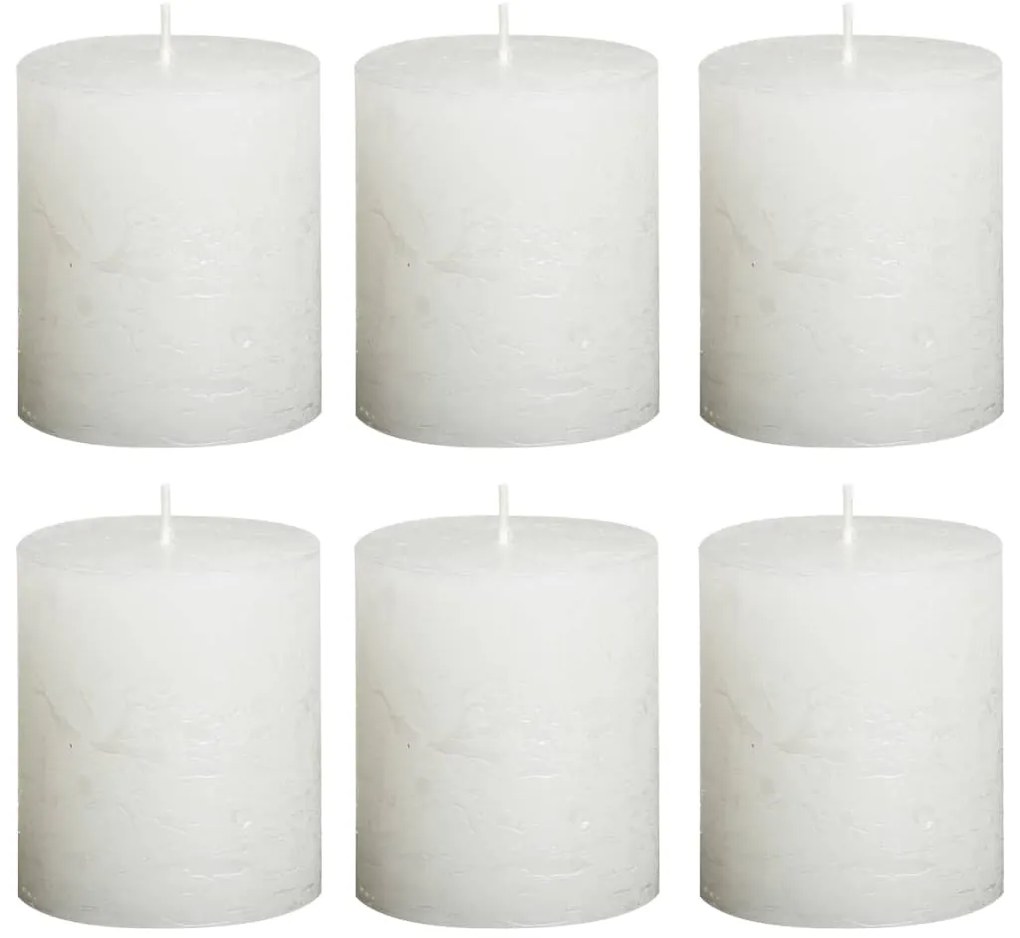 Velas rústicas cilíndricas 6 pcs 80x60 mm branco