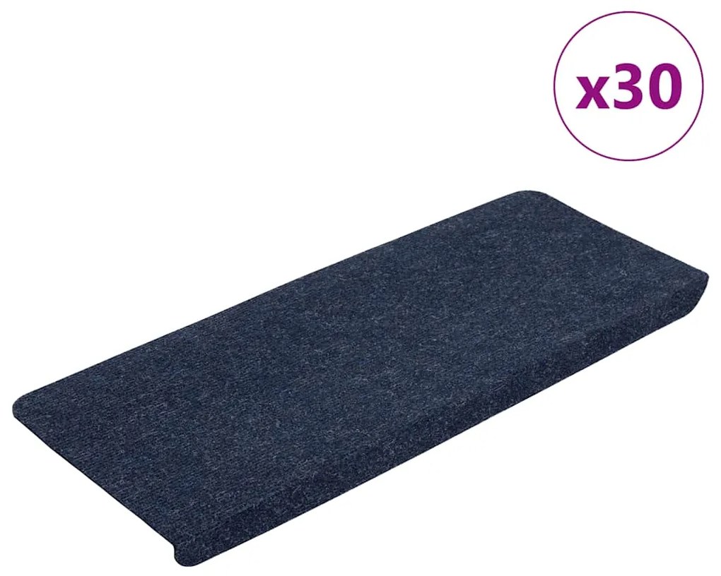 Tapetes de escada adesivos 30 pcs 65x24,5x3,5 cm azul