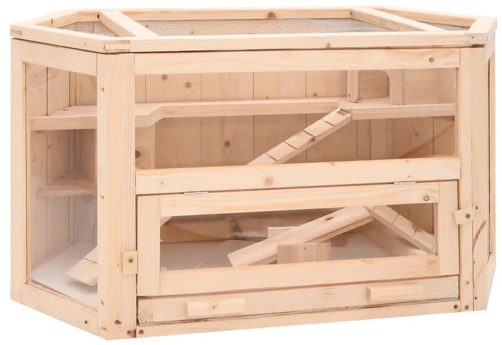 vidaXL Gaiola para hamster 80x40x43 cm madeira de abeto maciça