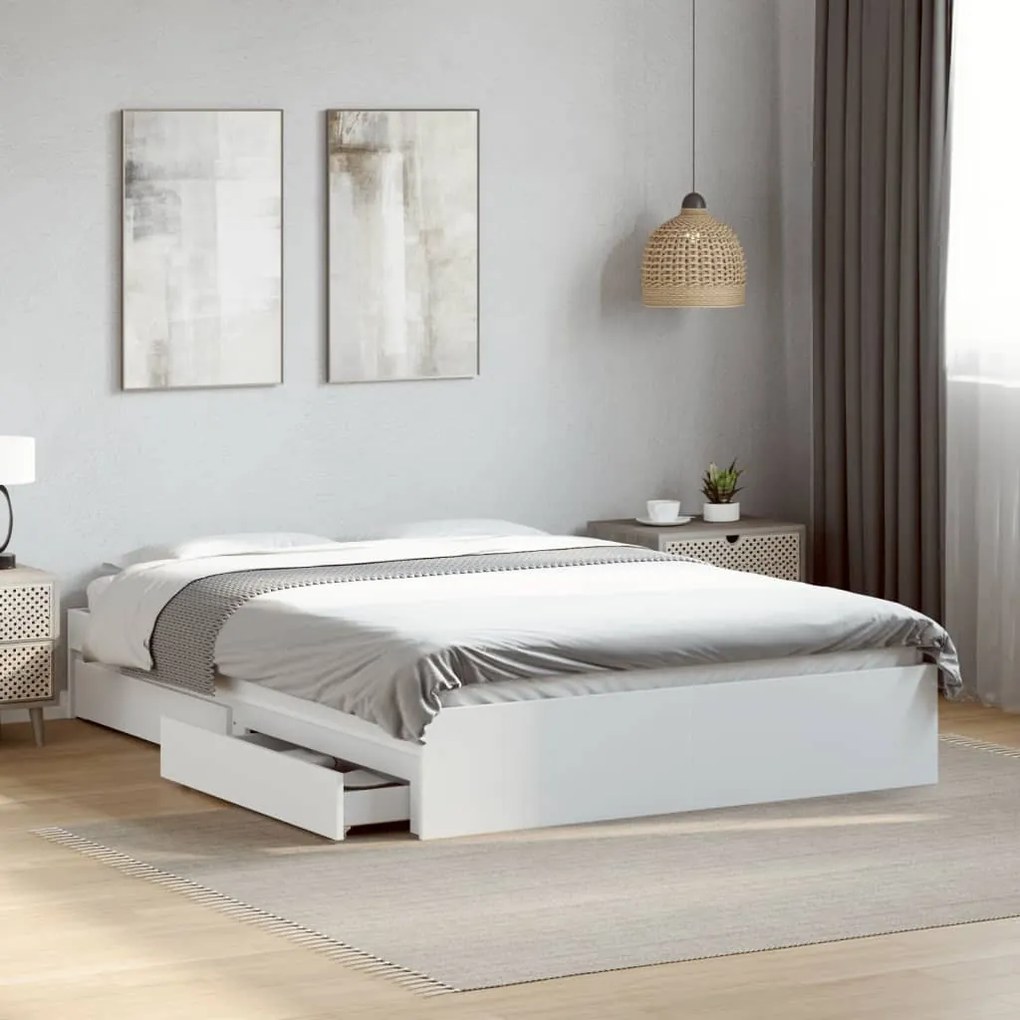 Estrutura cama c/ gavetas 120x190cm derivados de madeira branco