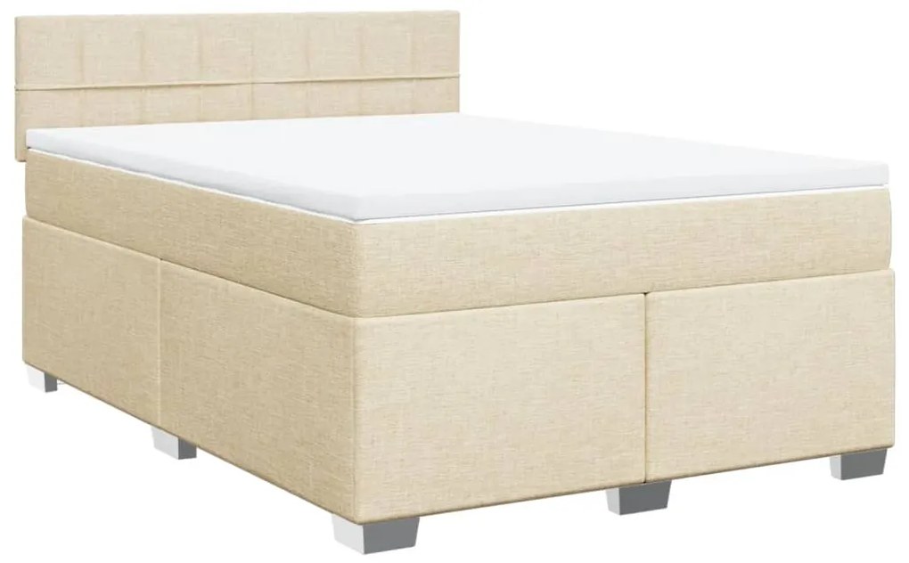 Cama com molas/colchão 140x200 cm tecido cor creme