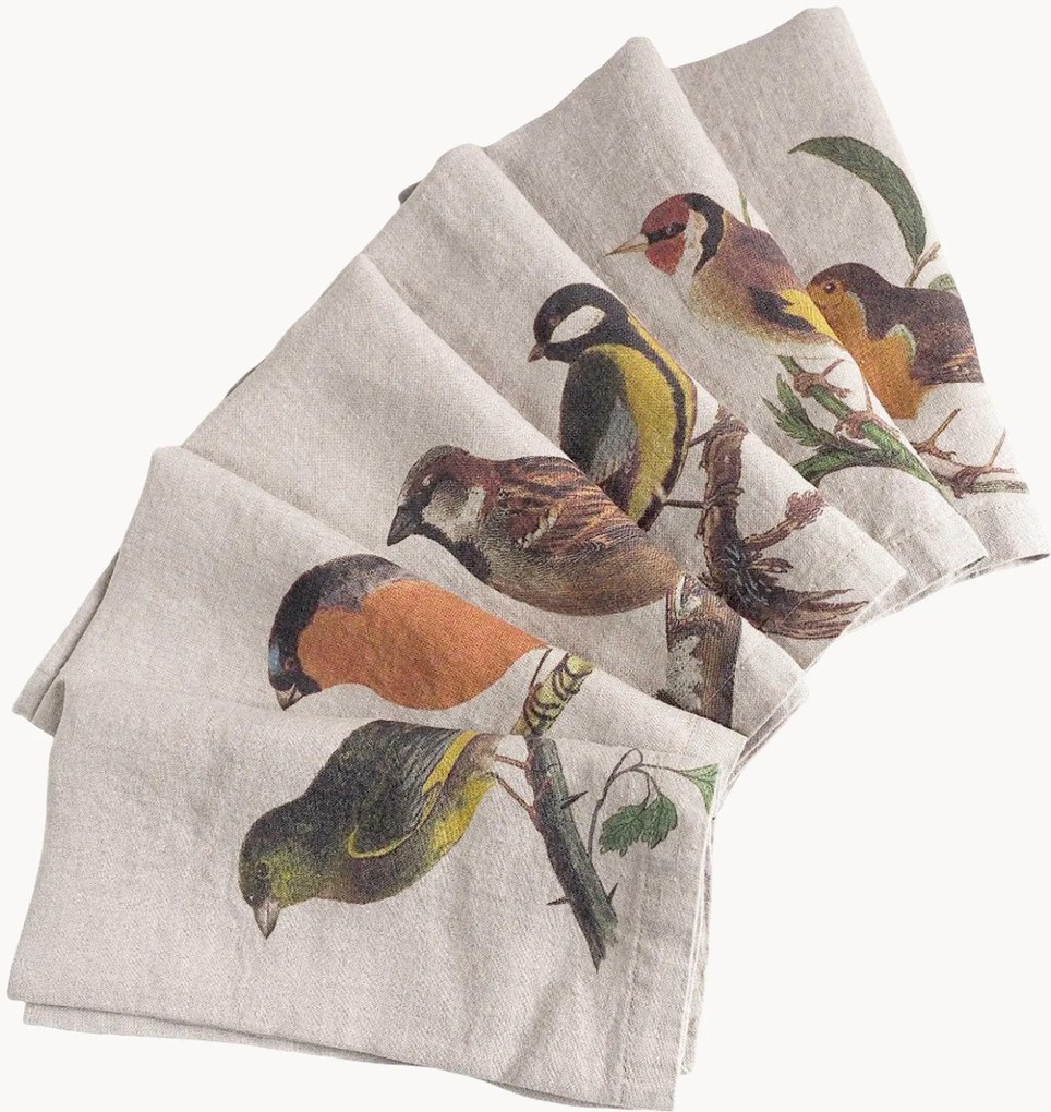 Guardanapos em linho Small Birds, conjunto de 6