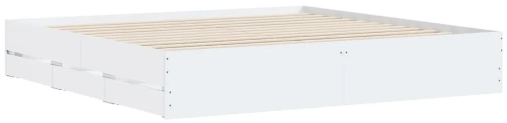 Estrutura de cama c/ gavetas 180x200cm derivados madeira branco