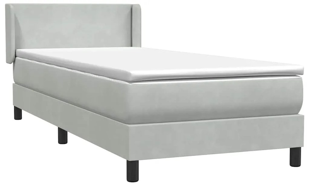 Cama com molas/colchão cinzento-claro 80x220 cm veludo