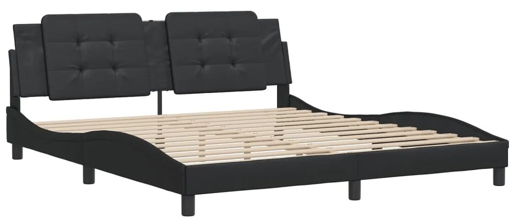 Estrutura de cama c/ cabeceira 180x200cm couro artificial preto