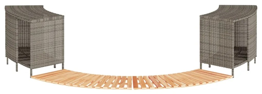 vidaXL Contorno de banheira vime PE e madeira de acácia maciça cinza