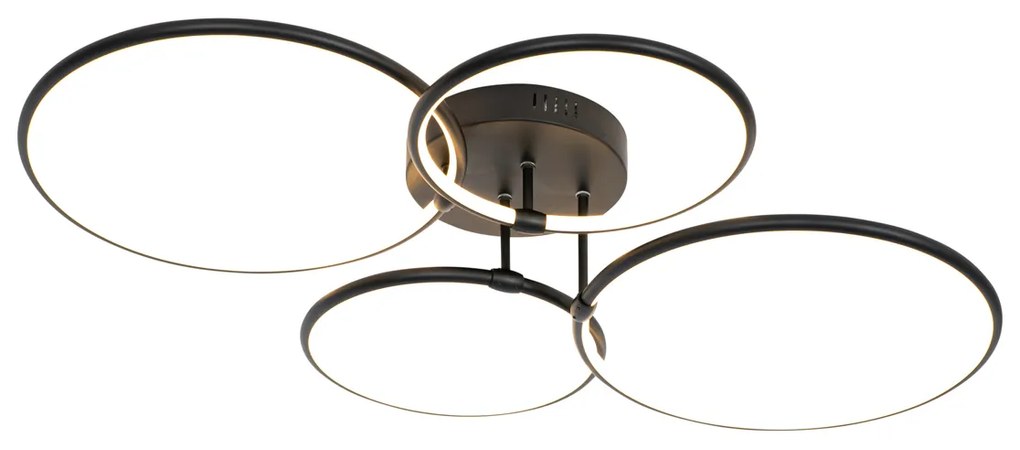 Candeeiro de teto preto com LED 3 níveis de intensidade 4 luzes - Joaniqa Moderno