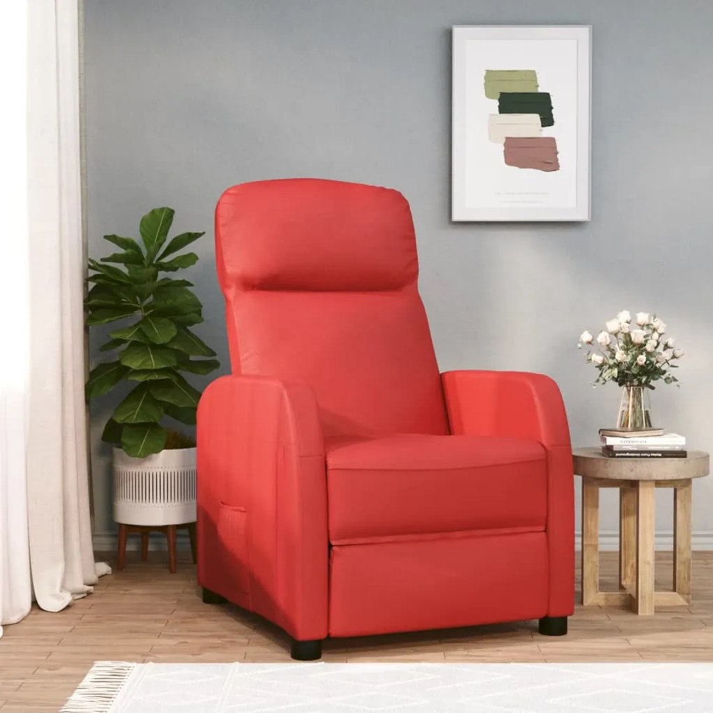 vidaXL Poltrona reclinável couro artificial vermelho