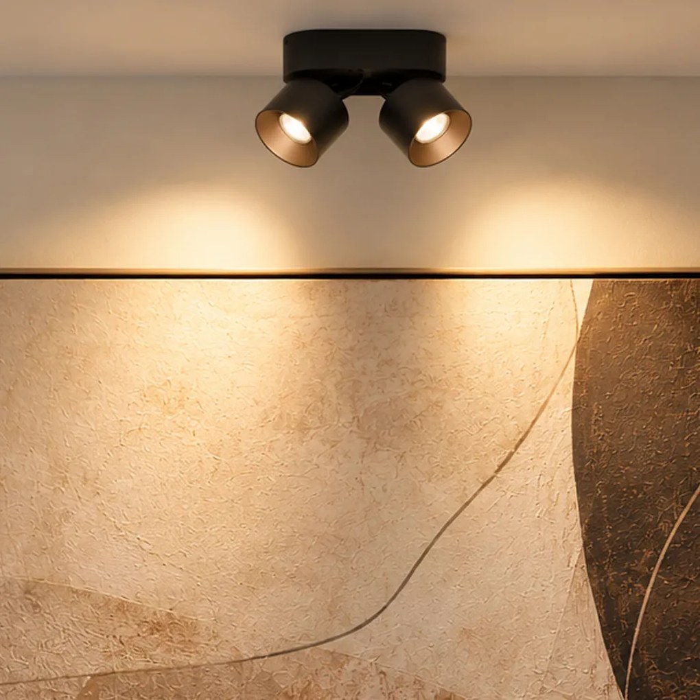Modern Surface Spotlight Black GU10 50mm 2-Light Tiltable - Echo