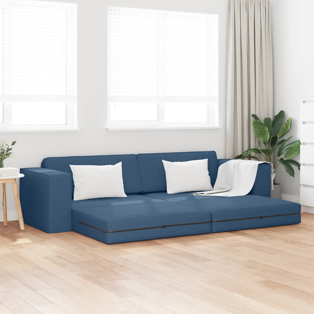 vidaXL Sofá Cama de Chão 2 em 1 Azul 245x150x60,5 cm Tecido