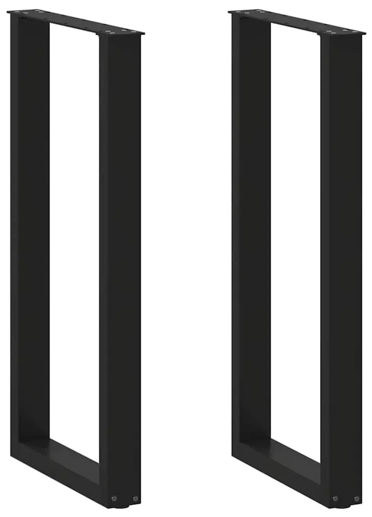 vidaXL Pés de mesa de bar em forma de U, 2 peças, preto, 40x(100-101) cm, aço