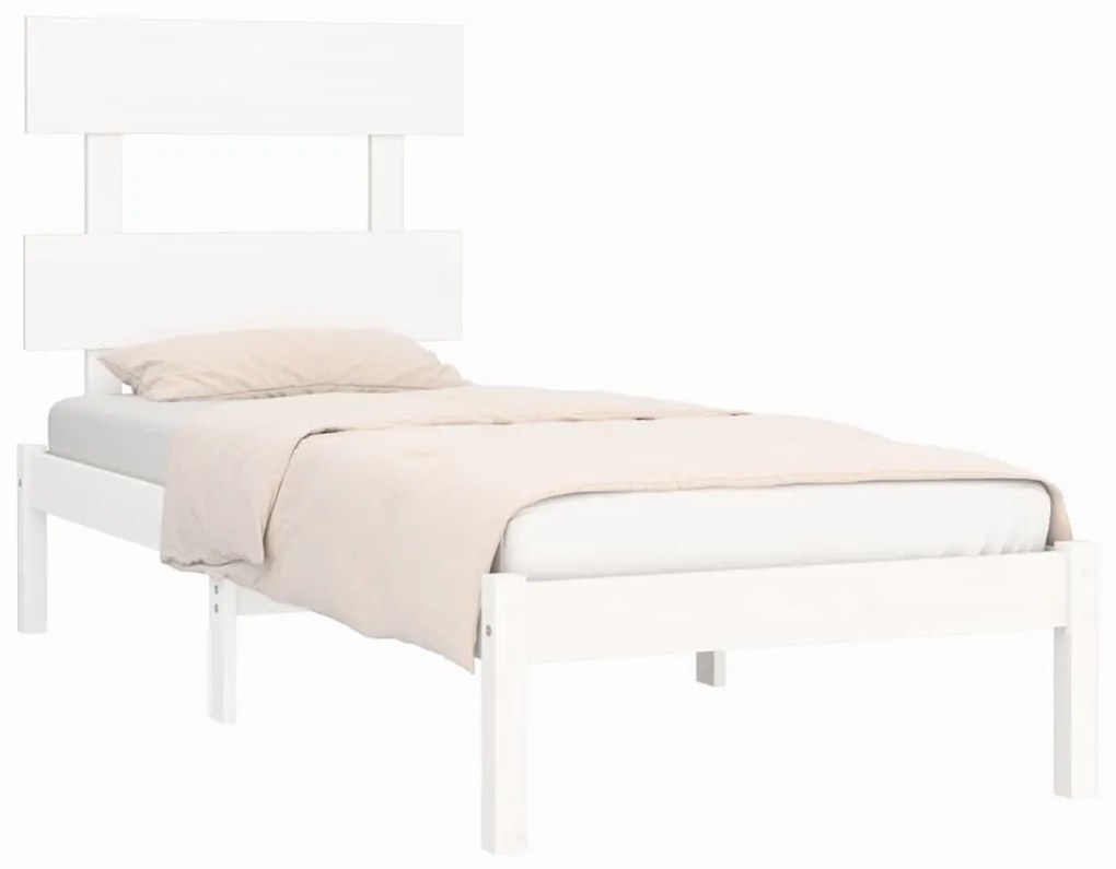 Estrutura de cama 100x200 cm madeira maciça branco