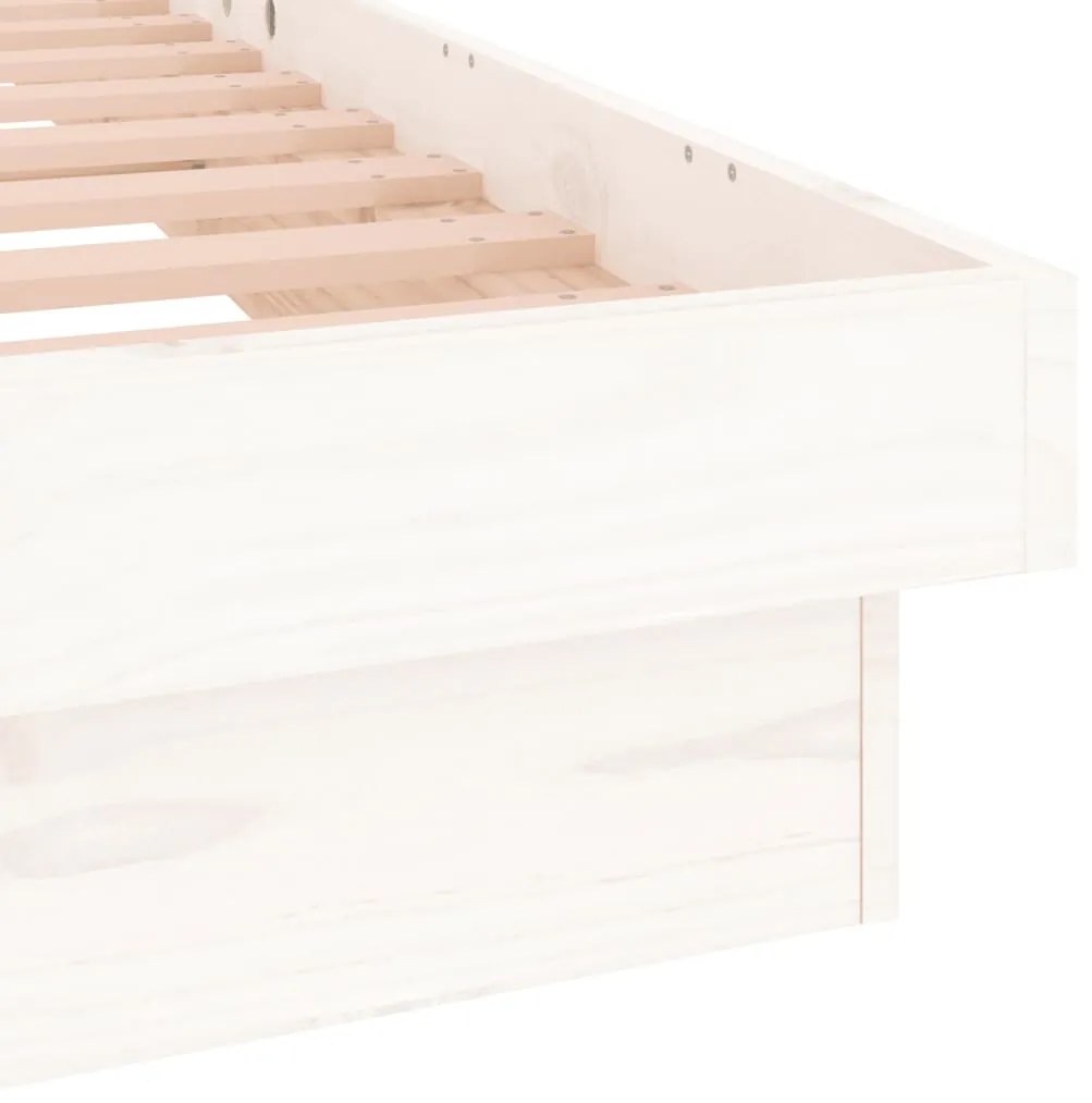 Estrutura cama c/ LED solteiro 90x190 cm madeira maciça branco