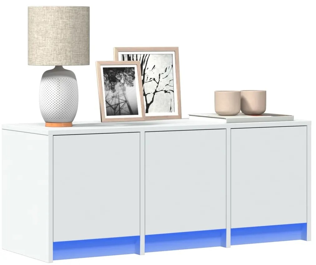 Móvel de TV com luzes LED derivados de madeira branco