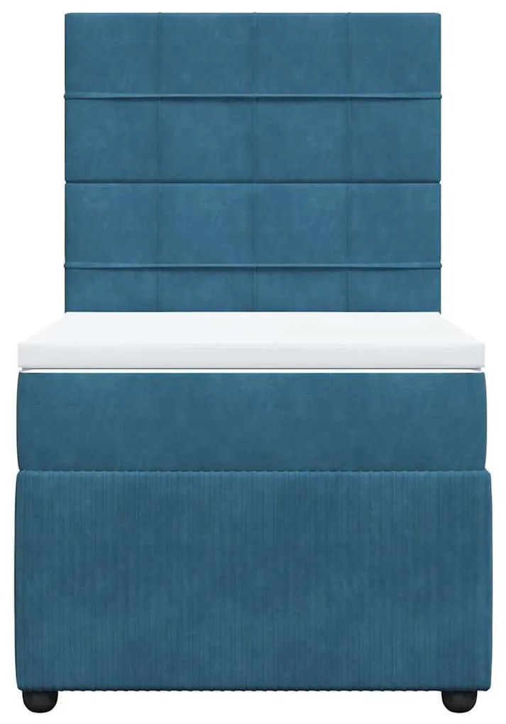 Cama com molas/colchão 90x190 cm veludo azul-escuro