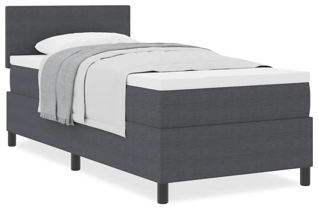 Cama Box Spring com Colchão Cinza Escuro 100x200 cm Tecido de Veludo C