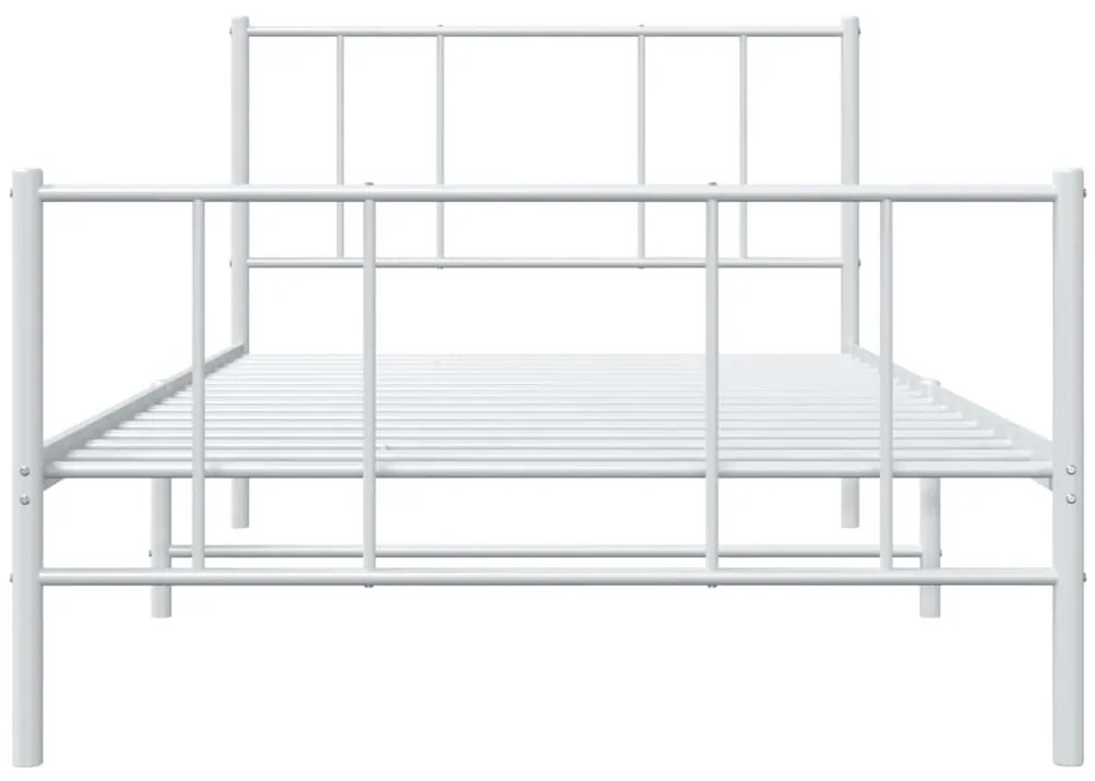 Estrutura de cama com cabeceira e pés 90x190 cm metal branco