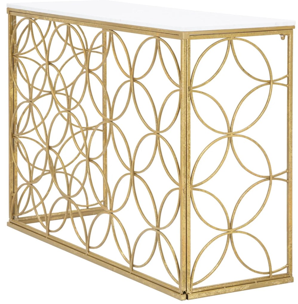 MESA CONSOLA STAR MARBLE 120X40X80 CM DOURADO