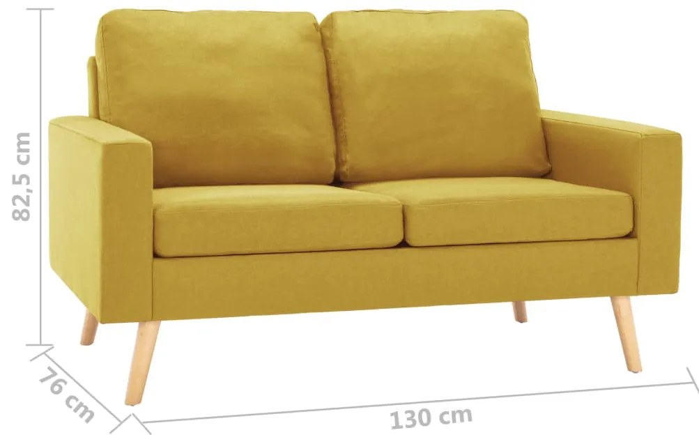 Sofá de 2 lugares tecido amarelo