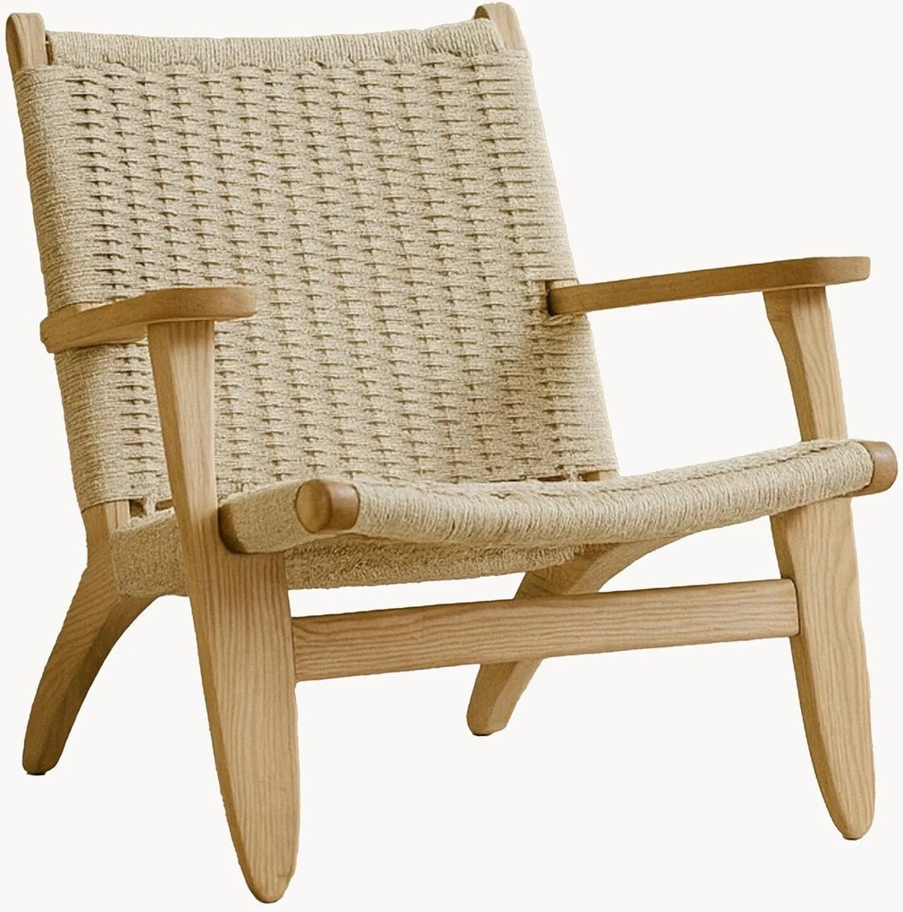 Cadeira com braços em madeira de borracha Lazy