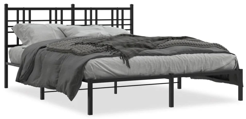 vidaXL Estrutura de cama em metal com cabeceira 150x200 cm preto