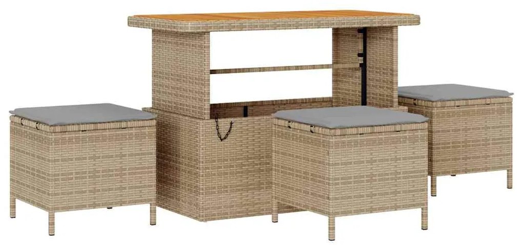 Conjunto de Sofás de Jardim vidaXL de 10 peças com Almofadas Bege Vime