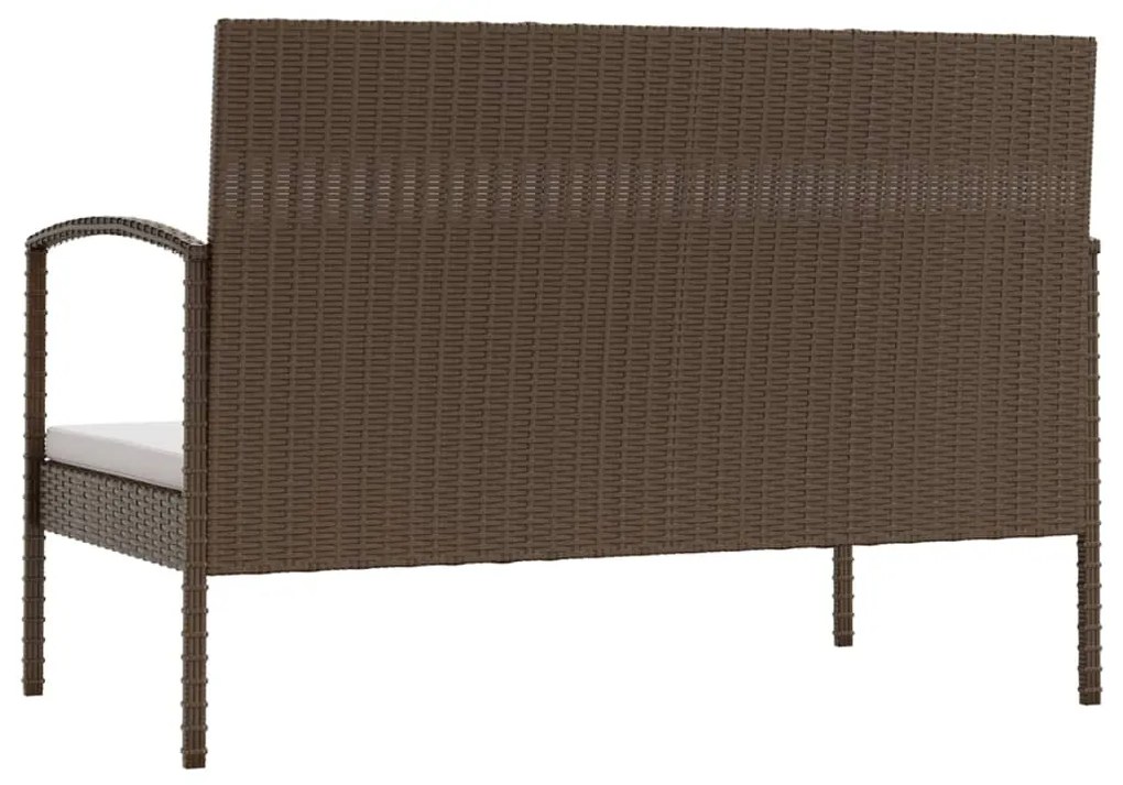 8 pcs Conjunto lounge de jardim com almofadões vime PE castanho
