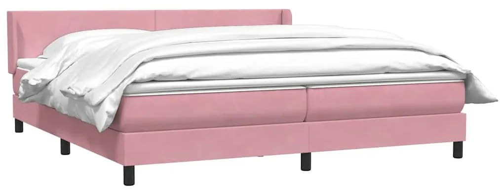 Cama com molas colchão 200x210 cm veludo rosa