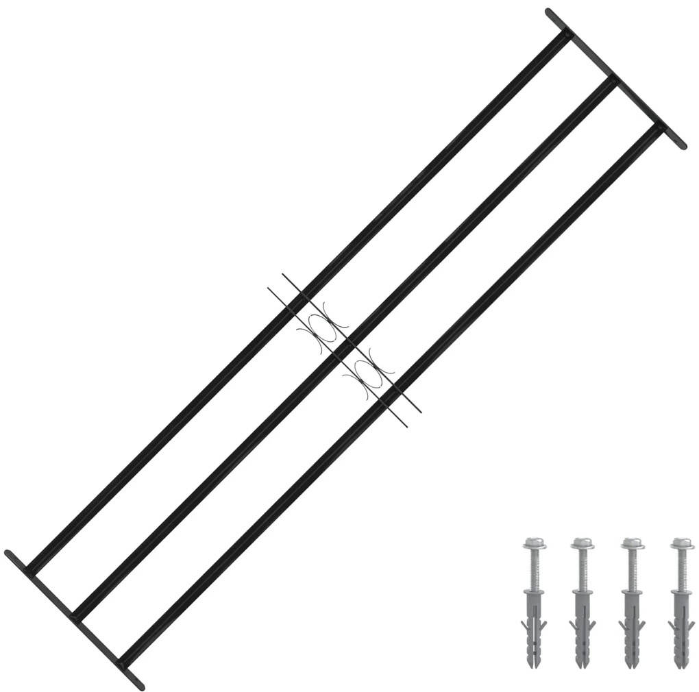 vidaXL Grelha de Janela Preto 174 x 45 cm Aço revestido a pó