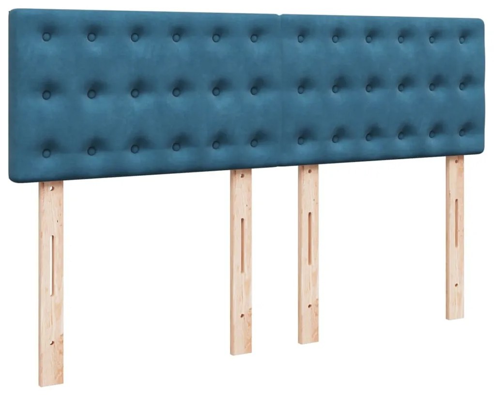 Cama com molas/colchão 160x200 cm veludo azul