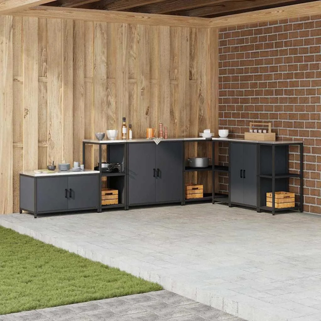 vidaXL Prateleira de Armazenamento de Cozinha Antracite Aço