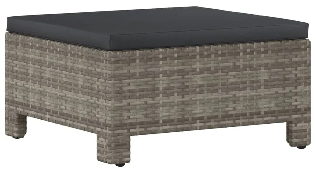 5 pcs conjunto lounge de jardim c/ almofadões vime PE cinzento