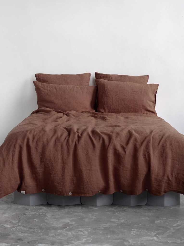 Conjunto de roupa de cama em linho Chocolate, conjunto de 2