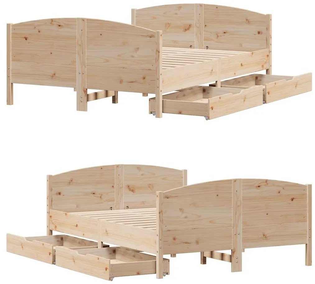 Cama sem colchão 120x190 cm madeira de pinho maciça