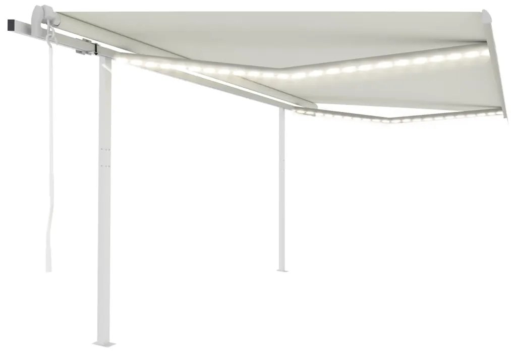 Toldo automático c/ LED e sensor de vento 4,5x3 m cor creme