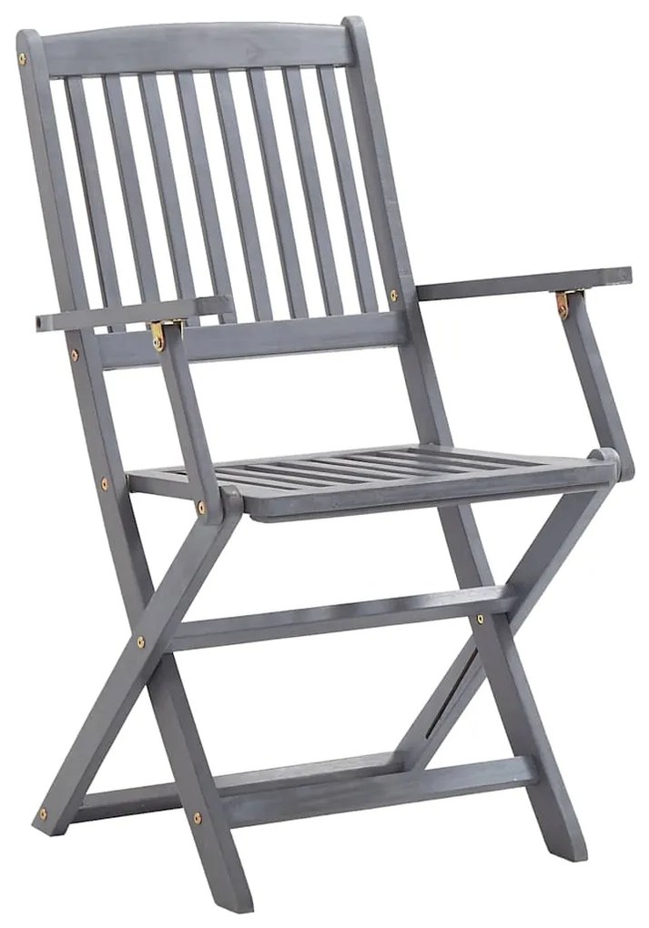 Cadeiras de exterior dobráveis 8pcs c/ almofadões acácia maciça